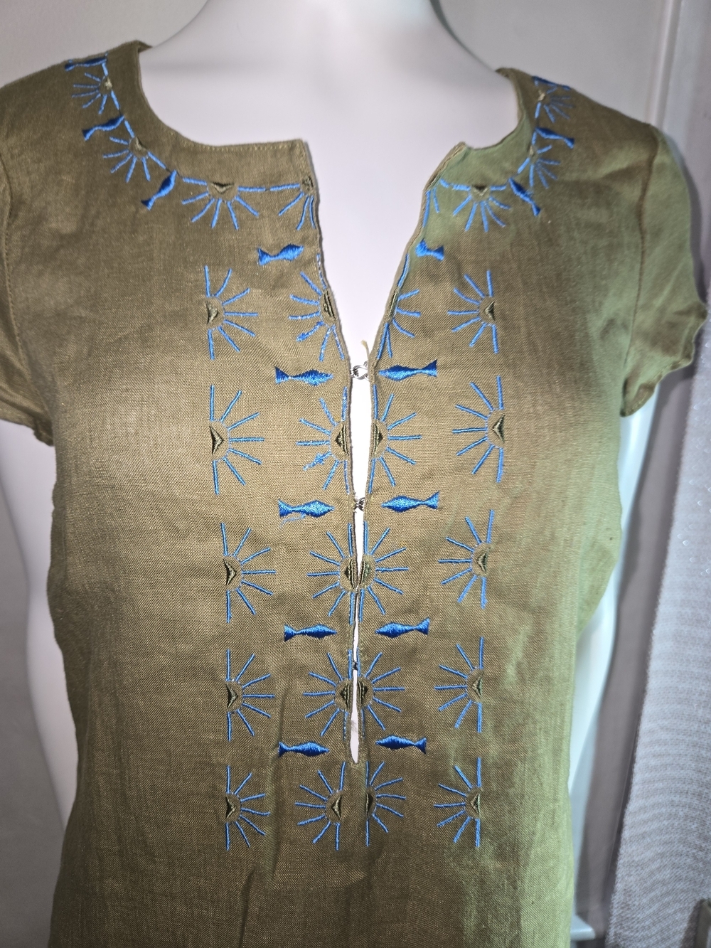 Green Embroidered Linen Dress - Brand - Picture 2 of 10